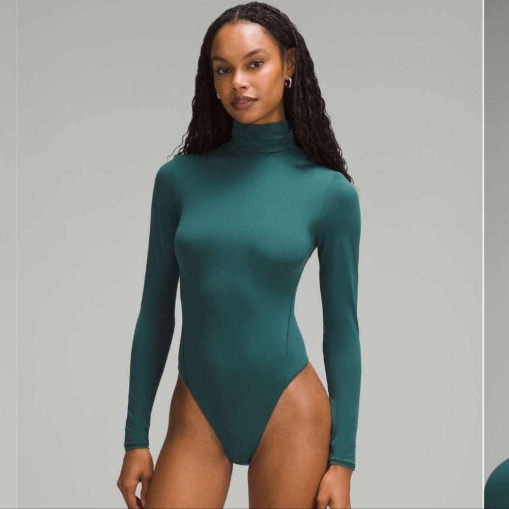 lululemon Storm Teal Wundermost Ultra Soft Nulu Turtleneck Bodysuit